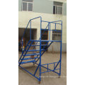 Warehouse Mobile Ladder Platform Metal Portable Stairs with Handrail